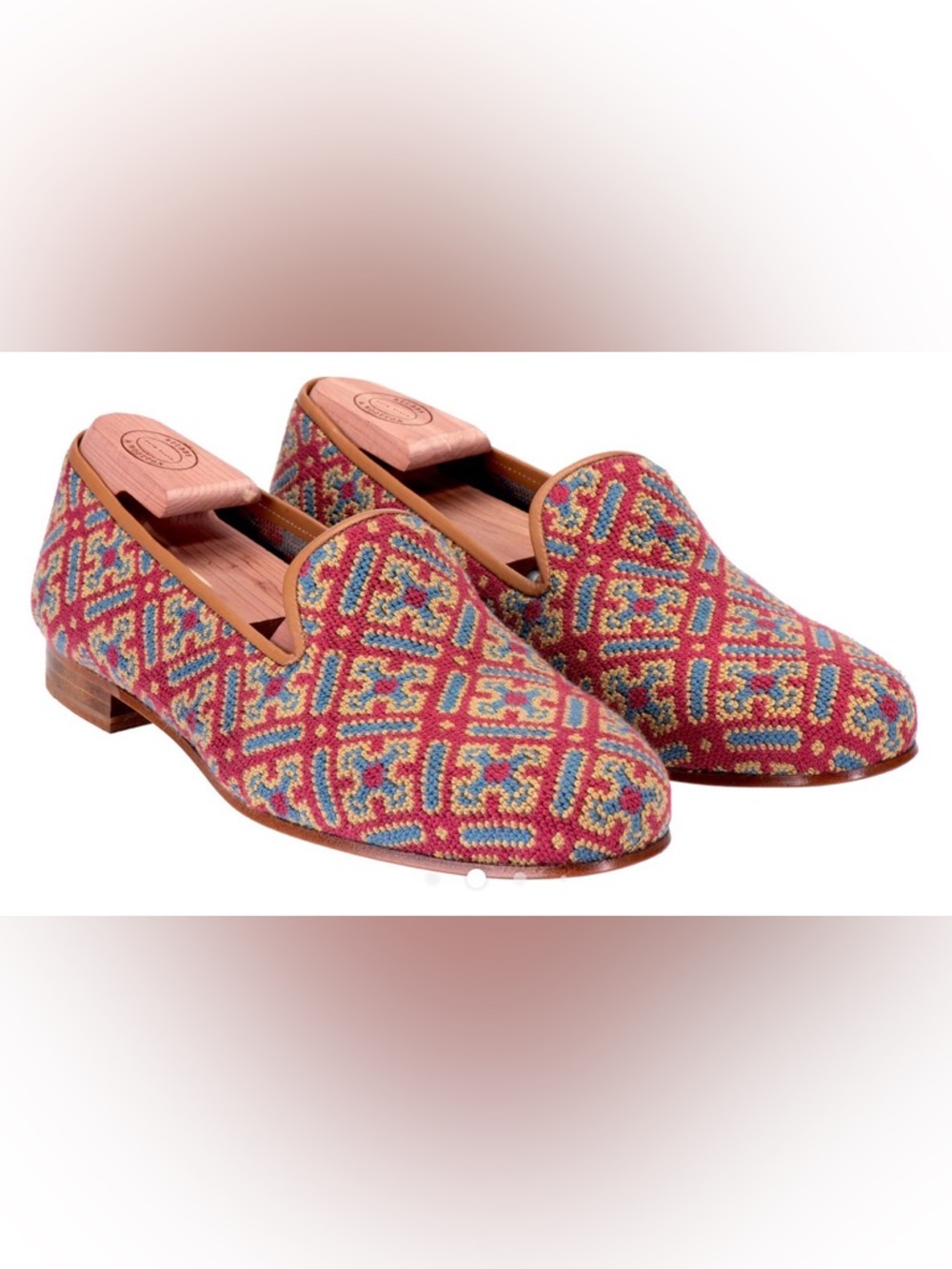 Stubbs & Wootton Cuenca Red Needlepoint Slipper